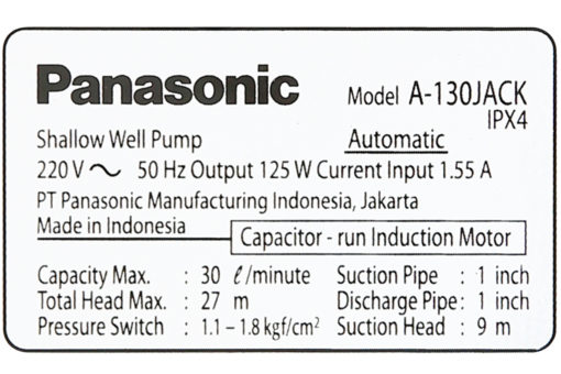Máy bơm nước tăng áp Panasonic 125W A-130JACK 9