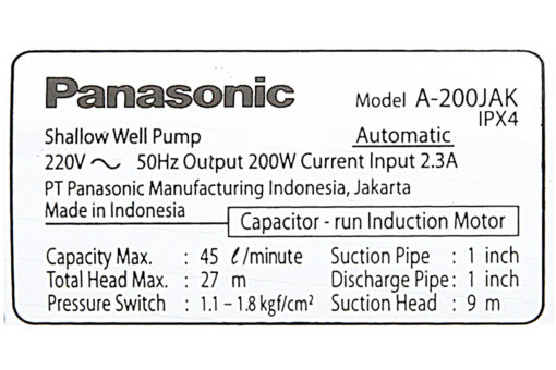 Máy bơm nước tăng áp Panasonic 200W A-200JAK 8