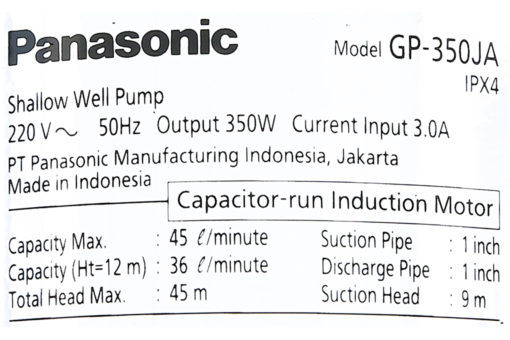 Máy bơm nước đẩy cao Panasonic 350W GP-350JA-SV5 8